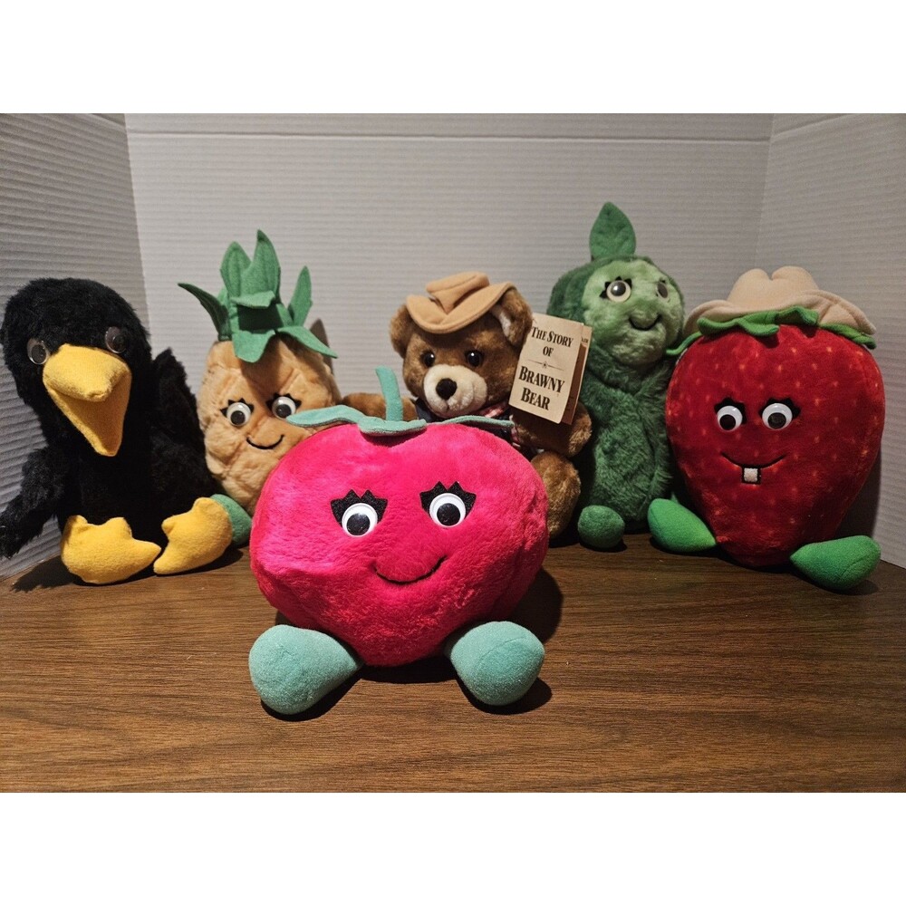 VINTAGE 1980's DEL MONTE COUNTRY Yumkims PLUSH FRUIT, VEGTABLES Brawney Bear